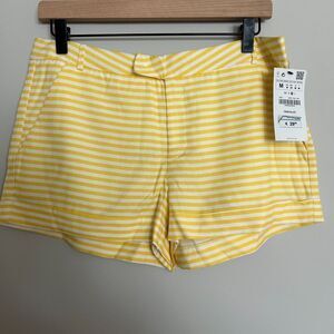 Zara Striped Yellow Shorts Linen Blend